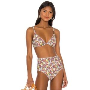 NEW Faithfull the Brand X Revolve Ditsy Floral High Waist Luberon Bikini Swim
